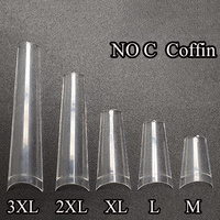3 XL Clear XXL Long No C Curve Straight Coffin Amande Square Stiletto Nail Tips Wholesale ABS Nail Extension Tips Custom
