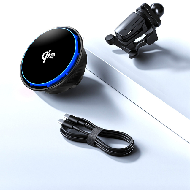 Qi2 15W Magnetic Wireless Car Charger with PD 3.0 OTP and OVP Protection Electric Car Charger