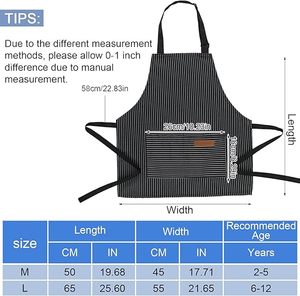 かわいい子供用ストライプクッキングエプロン2ポケット付き,お絵かきに適したお食事をする子供用エプロン - Product Image 2