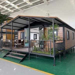 Casa Contenedor de Madera Expandible de Doble Ala, Estilo Europeo de Lujo, de 20-40 Pies, Villa Prefabricada Plegable con Dos Dormitorios y Una Sala - Product Image 1