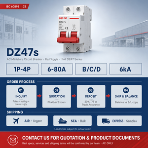 Disjoncteur miniature DELIXI 63A courbe B, unipolaire, 230V, 6kA, certifié CE, en cuivre, pour rail DIN, sécurité électrique domestique - Product Image 3