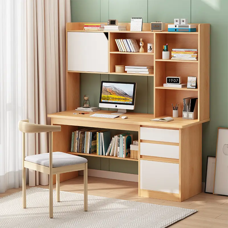 Factory Direct Custom Size Simple Style Detachable Desk Wooden Computer Desk With Bookcase
