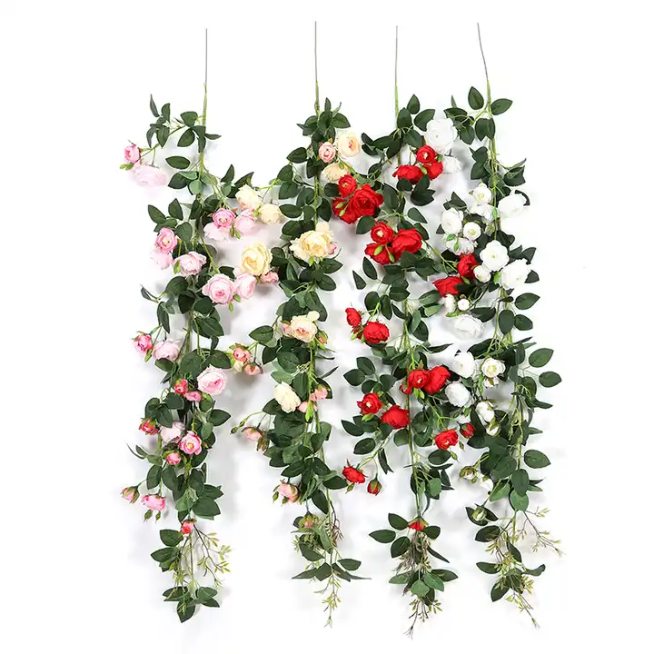 130cm Decoration Red Rose Garland Artificial Rose Vine With Green Leaves  Flower Garland For Home Wedding Flowers Vine Artificial - Buy 130cm  Decoration Red Rose Garland Artificial Rose Vine With Green Leaves