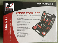 KAFUWELL H5022A-1 Set Perkakas Tangan Profesional Mekanik Rumah Tangga 42 Buah dengan Perkakas Baja Chrome Vanadium dan Kotak Perkakas Keras