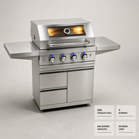 Barbecue à gaz en acier inoxydable 304 personnalisé avec armoire et grille de cuisson en fonte pour jardin extérieur
