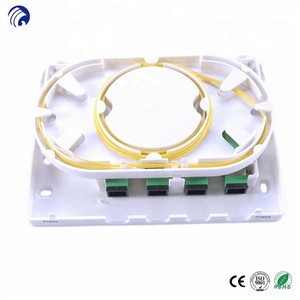 Boîtier terminal fibre optique FTTH-104B 4 ports en ABS avec adaptateurs SC/FC, blanc, montage mural, conforme aux normes télécoms, certifié ISO9001 - Product Image 2