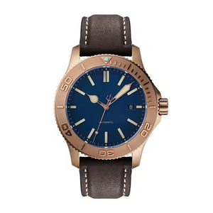 Vente directe d'usine, montre mécanique automatique en cuir véritable, bracelet en bronze pour homme - Product Image 2