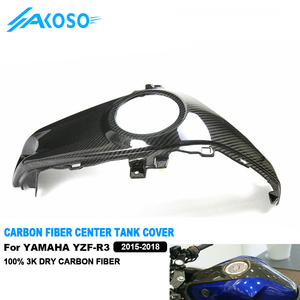 AKOSO Cubierta de Tanque de Combustible de Fibra de Carbono 100% Seca, Panel Central para Tanque de Combustible de Motocicleta para <span class=keywords><strong>Yamaha</strong></span> <span class=keywords><strong>R3</strong></span> 2015 2016 2017 <span class=keywords><strong>2018</strong></span> - Product Image 1