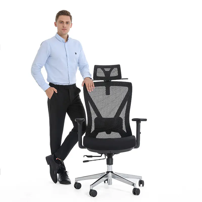 New Ergonomic Model Office Chair Blue High Back Rotating Office Chair