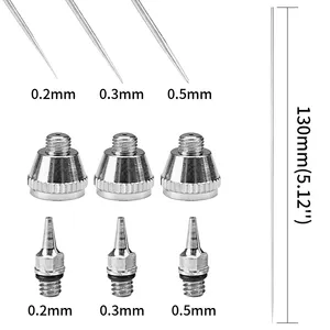 Kit d'aiguilles et de capuchons pour aérographe 0,2 mm 0,3 mm 0,5 mm – Pièces de rechange pour pistolet pulvérisateur et accessoires d'aérographe - Product Image 2