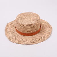 Chapeau de paille en raphia naturel pour femme, tissé à la main, style britannique, pour l'été, la plage, les vacances, les voyages, protection solaire, chapeau de marin