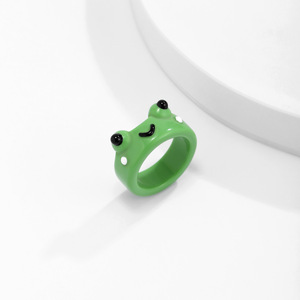 Cincin Jari Tebal Ins Trendi 3D Hewan Akrilik Warna-warni Plastik Katak Lucu Cincin Resin Chunky Wanita Modis - Product Image 2