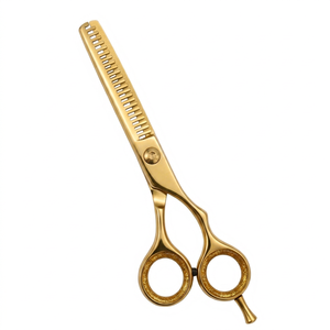 Ciseaux à effiler manuels en acier inoxydable or rose à long manche, ciseaux de coiffure droits pour salon, ciseaux de barbier pour le coiffage - Product Image 1