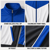 Ensemble de survêtement personnalisé pour homme avec fermeture éclair intégrale, blocs de couleur en V, col montant et pantalon droit pour l'entraînement sportif