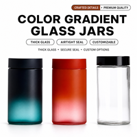 Pot en verre noir à dégradé de couleurs personnalisé, logo OEM, couvercle résistant aux enfants, bouchon en plastique écologique anti-odeur pour les bonbons au chocolat