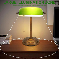 Lampe de bureau de banquier vintage en fer avec abat-jour en verre vert, interrupteur à chaîne, pour la maison ou le bureau, lampe de table vintage
