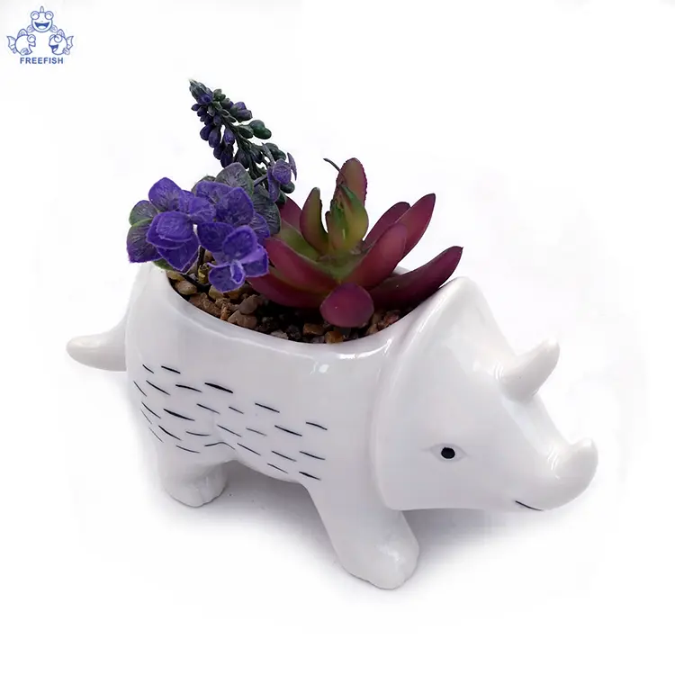 Animal Ceramic Succulent Planters/ Small Cactus Pots with Drainage Hole Cute Gift Backyard Animals