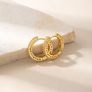 Boucles d'oreilles créoles ovales en zircon, couleur or blanc, bijoux de fête pour femmes - Product Image 3