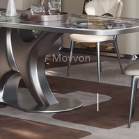Combinaison de Table à Manger Haut de Gamme Italienne en Dalle de Roche, Meuble Moderne à Motif Léger pour la Maison et l'Entrée