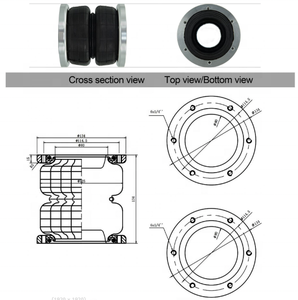 Suspension pneumatique Camion de 134mm avec suspension de <span class=keywords><strong>gourde</strong></span> à deux couches Airbag en caoutchouc 2S2300F Ressort en caoutchouc de <span class=keywords><strong>sac</strong></span> pneumatique Suspension de camion de 97mm - Product Image 2
