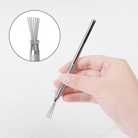 Acier inoxydable Argent 7 Pin Liner Pen Nail Painting Tool Manucure Art Dotting Pen Painting Brush Handle Special Gel Tool