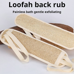 Natural Loofah Long Modern Bath <b>Brush</b> Rubbing Towel with Melon Shape Strap for Back <b>Scrubbing</b> - Product Image 2