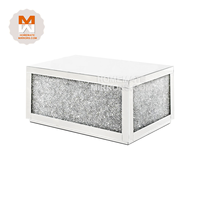 Hot Cheap Silver Glass Cube Table basse en miroir avec diamant Crush supérieur