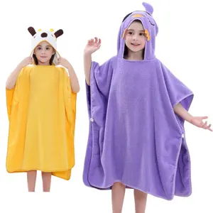 Cotton Fabric or Bamboo fabric Animal Hooded Beach Kids Robe Towel Poncho