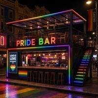 Bar lounge conteneur double étage de 20 pieds, thème néon personnalisé, préfabriqué, pour projets d'économie nocturne