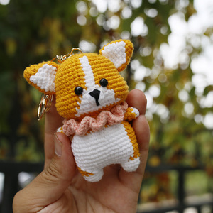 Mignon Fil Crochet Animaux Jouets Corgi Chien Porte-clés À La Main À Tricoter Pet Chien Poupée Porte-clés Pendentif Tricoté Chiot Crochet Porte-clés - Product Image 6