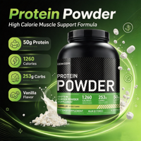 Poudre de protéines de lactosérum avec logo personnalisé, gain de masse, supplément nutritionnel sportif pour l'entraînement en salle de sport