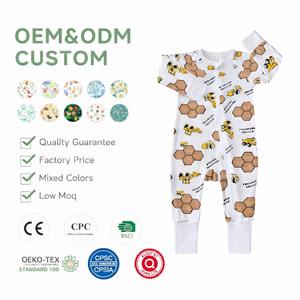 مصنع ملابس أطفال مخصصة، بيجامات أطفال من الخيزران بتصميم مميز، ملابس أطفال حديثي الولادة بأكمام طويلة من الخيزران والسباندكس، بدلة رومبر للأطفال - Product Image 1