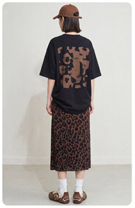 Jupe plissée décontractée Miyake PY 2026, imprimé léopard, taille haute, drapée, droite, respirante, en mousseline, longueur genou, style occidental - Product Image 6