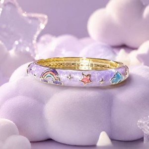 กำไลข้อมือเคลือบลายการ์ตูนรูปเมฆสายรุ้งน่ารัก HZ120 ขนาดเส้นผ่านศูนย์กลางภายใน 46 มม. สำหรับเด็ก ของขวัญเด็ก เครื่องประดับข้อมือ - Product Image 5