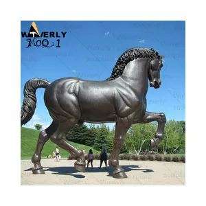 Waverly Outdoor Garden Park Luxury Animal Metal Brass Sculpture Hand Cast Large Art Shocking Bronze Brown Horse Statue