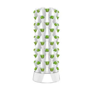 48/64/80 pots Vertical Hydroponics Tower Set Aeroponics Pineapple Tower With Grow Light for plant growth
