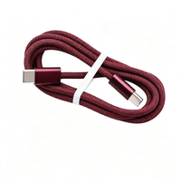 Kabel USB-C ke USB-C 60W PD 1m 6A Pengisian Cepat, Kabel Data Berlapis Nilon OD 3.4 untuk iPhone 18/17/16/15 Pro Max iPad