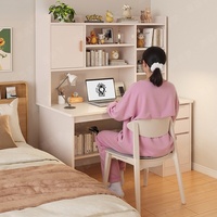 Table d'étude Bureau d'étudiant simple avec étagère intégrée Bureau d'étude d'ordinateur de chambre à coucher et bibliothèque