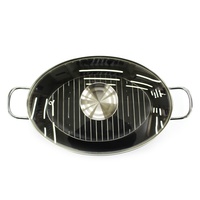 39*21cm Ovaler Kohlenstoffstahl Antihaft-Fischtopf mit Glasdeckel Ofenfest Gas- & Induktionsgeeignet zum Dämpfen von Suppen & Eintöpfen