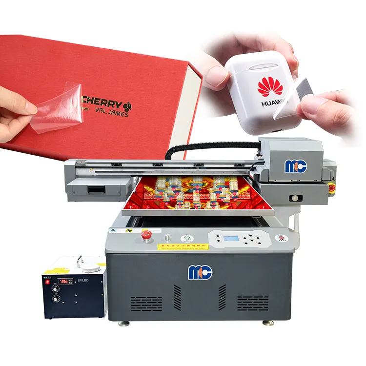 6090 Ukuran Kecil UV Printer Inkjet Led UV Pencetak Datar untuk Casing Telepon Harga Plotter Botol Kaca Ubin