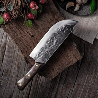 Couteau de cuisine chinois en acier forgé à haute teneur en carbone, manche en bois de wengé, écologique, fait main, lame pleine longueur, couteau de chef