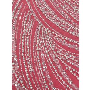 Vải Chantilly cao cấp thêu nặng, đính hạt, đính sequin, màu trắng ngọc trai, dùng cho váy cưới, 5 thước - Product Image 6