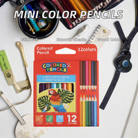 FLOWood Mini Ensemble de crayons de couleur unis en bois, portables, dureté B, estampés à chaud, lisses, pour enfants, voyage, dessin, école, art