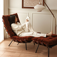 Fauteuil d'appoint ergonomique vintage en cuir microfibre avec dossier inclinable à 3 segments, housse amovible et structure métallique en U