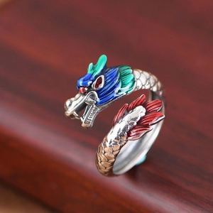 Anillos de Pareja Estilo Chino, Anillo de Esmalte con Dragón y Fénix, Joyería Cloisonné, Anillo de Dragón y Fénix Voladores - Product Image 6