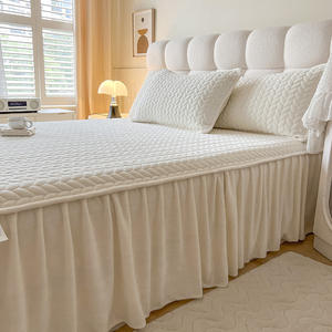 Set Copriletto in Flanella per Letto Matrimoniale e King Size, Tinta Unita con Decorazione in Pizzo, Vendita all'Ingrosso in Cotone - Product Image 4