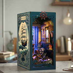 Casse-tête en MDF écologique en bois <span class=keywords><strong>3d</strong></span> Nook Book UV Printing Dollhouse Miniature Diy Model Kit Blocks Model Building Diy Book Nook - Product Image 1