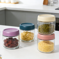 Toples Kaca Selai 4-Pack 6-Pack 16 oz 350ml 500ml 750ml dengan Tutup Kedap Udara, Mulut Lebar, Gaya Mason, Dapat Dikustomisasi