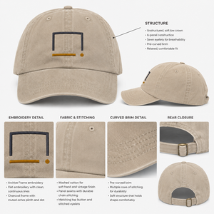 Cappellino da papà in cotone lavato stile museo moderno, con logo ricamato personalizzato, ideale come regalo OEM per gallerie d'arte e negozi. - Product Image 3