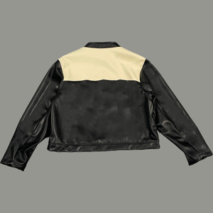 제조업체 사용자 정의 오토바이 PU 가죽 자켓 남성과 여성 자수 느슨한 스탠드 업 칼라 지퍼 업 재킷 - Product Image 2